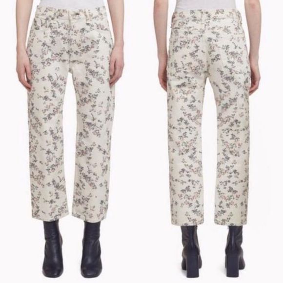 Rag & Bone micro‎ floral wide leg high rise boyfriend Jeans size 25 new - Picture 1 of 7